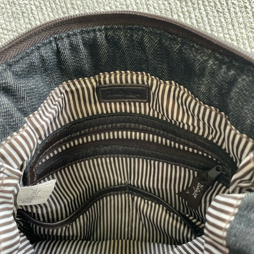 Thirty-One Black Denim Adjustable Crossbody Tote Bag Purse - Picture 5 of 10